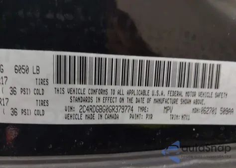 2016 Dodge Grand Caravan Se Plus z USA, uszkodzony, nr VIN 2C4RDGBG0GR379774